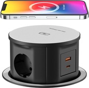 NOWE Gniazdo wpuszczane w blat okrągłe 4x USB  ładowanie 120 mm