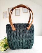 Torebka na szydełku na ramię zieleń butelkowa 