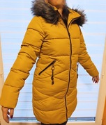 Kurka damska  puchowa LYX płaszczyk zimowy musztardowa żółta jak nowa