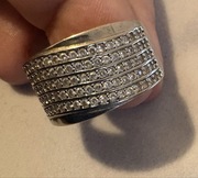 Srebrny szeroki pierścionek z cyrkoniami 