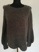 Sweter Wełna Wełniany Ręcznie Robiony R S M Brąz Hand Made Ręcznie Robiony