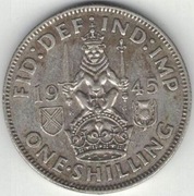 Wielka Brytania 1 szyling shilling 1945 - srebro Ag - nr 2 - herb szkocki