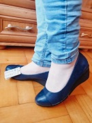 Nowe metka botki koturn granatowe 39 Clara Barson