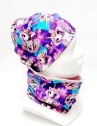 Czapka Komin Jednorożce Unicorn Koniki Dresówka 50-54cm