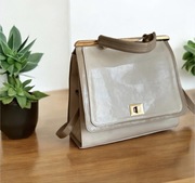 Włoska Italian Torebka torba wegańska skóra nowa elegancka beżowa gloss