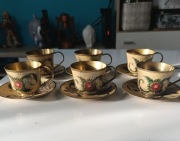 Stare filiżanki i spodki mosiężne antyk 