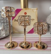 Świeczniki glamour złote zestaw