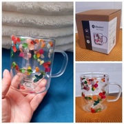 Kubek szklanka termiczna z suszonymi kwiatami 300ml