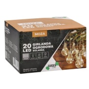 GIRLANDA SOLARNA OGRODOWA DŁ. 2 + 3,8 M MOZA 20 LED CIEPŁY BIAŁY 