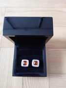 spiniki do mankietów 925 srebro bursztyn nowe czarne pudełko