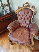 Dwa fotele ze skóry, styl Ludwika  XXVI