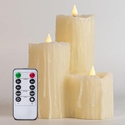 WinsTime 3x Świece Woskowe LED z pilotem i timerem, kość słoniowa