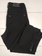 Spodnie PARAMI XS 34 czarne rurki slim eleganckie zip nogawki dopasowane