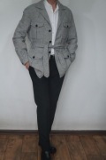 Marynarka Safari Suitsupply wełna szara z paskiem rozmiar 48 175/96 M L 