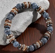 Bransoletka męska z kamieni naturalnych – Agat trawiony niebieski