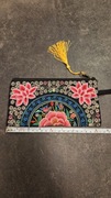 Haftowany Elegancki Damski Portfel Kosmetyczka Etno Folk Boho Kopertówka