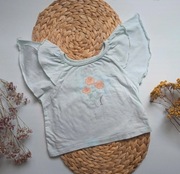 Bluzka koszulka tshirt z falbankami zielona miętowa 98 bluzeczka krótki 