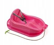 Sanki Plastikowe Dziecięce z Oparciem i Pasami Bezpieczeństwa - Różowe