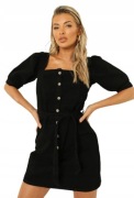 BOOHOO jeansowa sukienka z paskiem 40