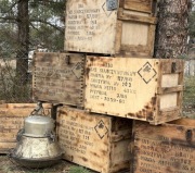 Skrzynie po amunicji + lampy loft industrial vintage