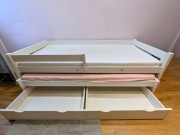 Łóżko podwójne, dziecięce 200x90cm i 190x90cm z 2 szufladami