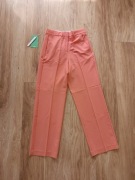 Koralowe pomarańczowe spodnie z wysokim stanem szerokie nogawki S/M W27 L30