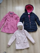 Zestaw 3 kurtek płaszczy dla dziewczynki 122/128-134