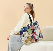 Duża materiałowa Shopperka damska. Na ramię. Dla Kociary Torba na zakupy