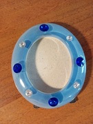 Ramka na zdjęcie owalna niebieska z kryształkami – dekoracyjna (B61)