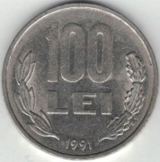 Rumunia 100 lei lejów 1991 - 29,1 mm - nr 1