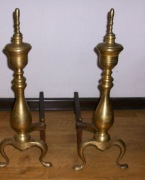 Stare wilki kominkowe mosiężne pieski sygnowane stojaki do drewna