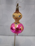 Bombka choinkowa prl laleczka różowa 2