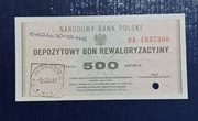 Depozytowy Bon Rewaloryzacyjny 500 zł - 1982 - SUPER STAN