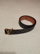 Pasek LV czarny złota  klamra 120cm