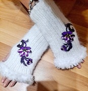 Rękawiczki mohair recznie robione