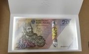 20 zł banknot Tysiąclecie koronacji Bolesława Chrobrego z folderem emisyjny