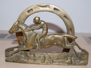 STARA MOSIĘŻNA FIGURKA JEŹDZIEC KOŃ PODKOWA