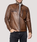 Męska kurtka skórzana Gian Luca Ochnik styl vintage brązowa klasyczna