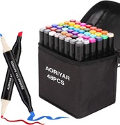 Zestaw markery pisaki 48 szt. dla dziecka podwójna końcówka etui nowe 