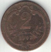 Austria 2 heller 1907 - 19 mm - nr 2