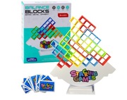 Gra Zręcznościowa Balansująca Wieża Tetris 48 Klocków 22 Karty Kolorowe