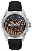 Zegarek damski Harley Davidson Bulova Czarny Skóra 30 mm 76L174