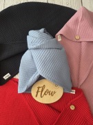 Turban do włosów wafelkowy niebiski jeans mięciutki