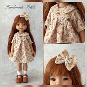 Zestaw 2w1 sukienka muślinowa ,spinka dla lalek Paola Reina 32cm