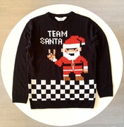 H&M Świąteczny SWETER 146/152 Wizytowy Mikołaj Piksele na Święta Jak NOWY