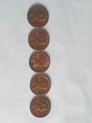 1 cent ameryka (USA) zestaw x5 1985-1989