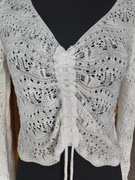Biały ażurowy sweterek bolerko kardigan