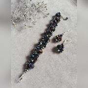 Bransoletka i kolczyki kryształowe czarne