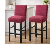 Malinowe pokrowce na krzesła barowe 2szt - elastyczny żakard