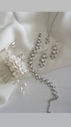 Zestaw biżuterii ślubnej w srebrnym kolorze, perełki 